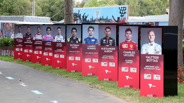 A deserted display of the drivers is pictured after the Formula One Australian Grand Prix was cancelled in Melbourne