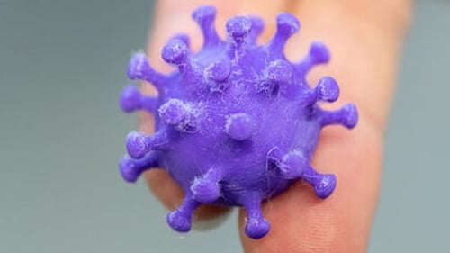 A 3D print of the coronavirus at the University of Dresden
