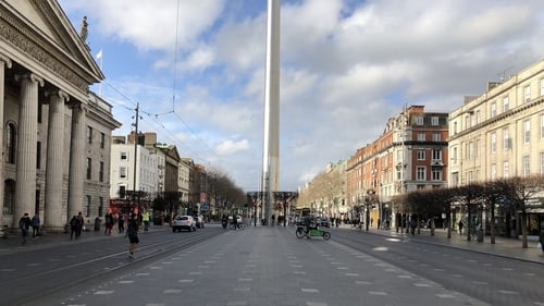 A near empty O'Connell Street on St Patrick's Day