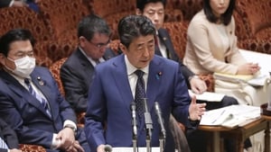 Japanese Prime Minister Shinzo Abe addresses Parliament in Tokyo