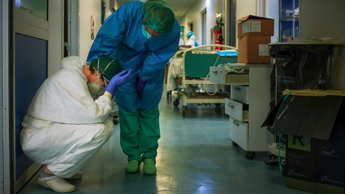 Anxiety during a pandemic is a particularly big issue for healthcare workers because they're at an increased risk of getting the virus (file pic)