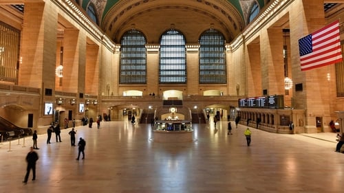 The usually busy Grand Central Station in New York is seen nearly empty