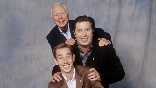 Gay Byrne, Gerry Ryan and Ryan Tubridy on an RTE Guide photoshoot