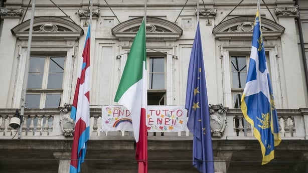 Italy flags at half mast