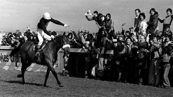 Tommy Stack and Red Rum pass the winning post at Aintree
