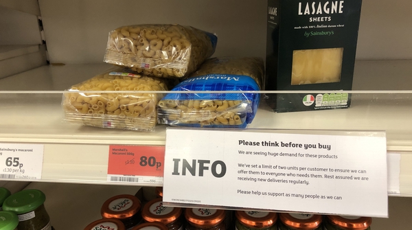 ONS price collectors had difficulties gathering prices of flour, pasta and eggs which have been in high demand among shoppers stocking up on food