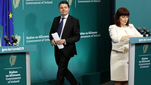 Minister Josepha Madigan was joined by Minister for Finance Paschal Donohoe at Government Buildings (Pic: RollingNews.ie)