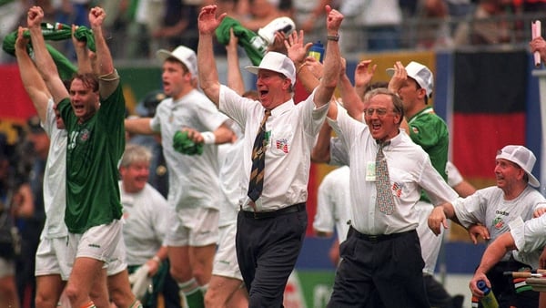 Jack Charlton celebrates after Ireland's 1-0 victory over Italy at the 1994 World Cup