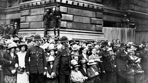 Irish people demonstrate in London in 1921 about the partition of Ireland under the Government of Ireland Act 1920. (Pic: AFP via Getty Images)