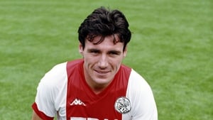 New Ajax signing Frank Stapleton pictured before an appearance against Real Sociedad in Amsterdam in 1987