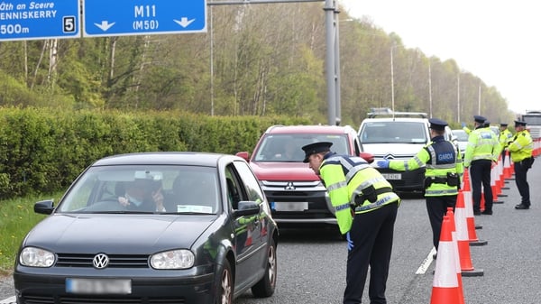 A coronavirus checkpoint on the M11 in April (Pic: RollingNews.ie)