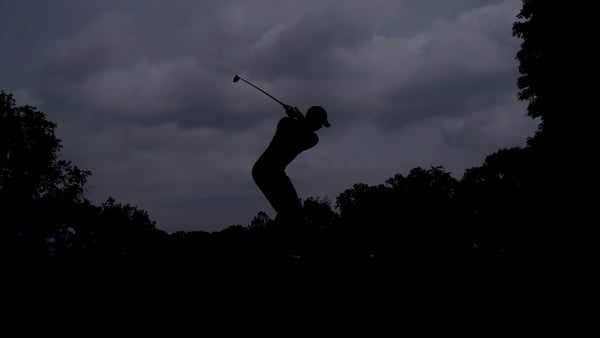 Tiger Woods plays a shot during the final round of The 2019 Memorial Tournament