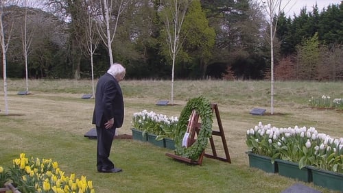 President Higgins laid a wreath to honour those who died