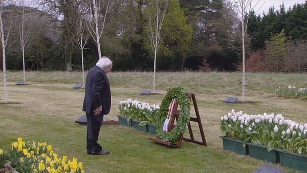 President Higgins laid a wreath to honour those who died