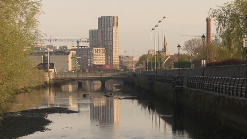 As the sun rises in Dublin, the city centre remains quiet as people are told to remain at home