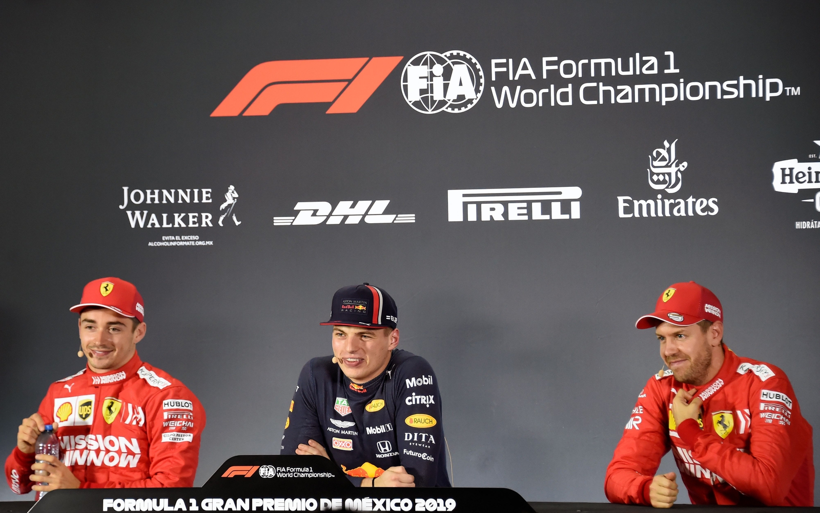 Image - (L to R) Leclerc, Verstappen and Vettel
