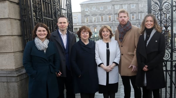 Social Democrats TDs (L-R) Jennifer Whitmore, Cian O'Callaghan, Catherine Murphy Róisín Shortall, Gary Gannon and Holly Cairns (Pic: RollingNews.ie)