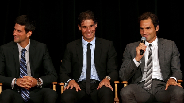 Left to right: Novak Djokovic, Rafael Nadal and Roger Federer.
