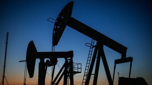 Brent crude futures for August were down 77 cents