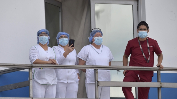 Health staff at a hospital in Quito, Ecuador