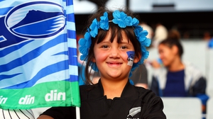 A young Auckland Blues fan during the Super Rugby clash with the Lions at Eden Park in March