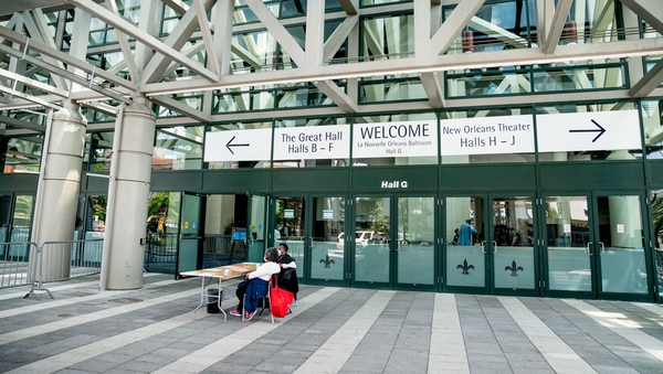 Health department staff in Louisiana, where 70% of coronoavirus deaths have been among African Americans, at the New Orleans Convention Center. Photo: Claire Bangser / AFP via Getty Images