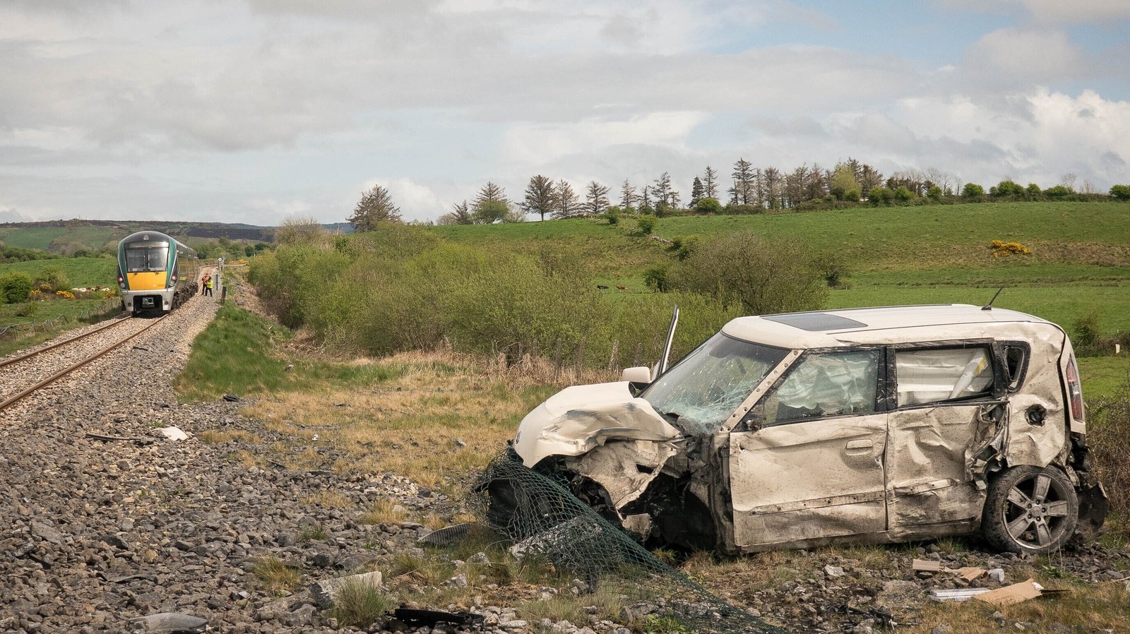 Train and car collide at Mayo level crossing