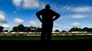Groundsman Dave Ormonde surveys the empty pitch on the afternoon when the Leinster GAA Football Senior Championship Round 1 match between Wexford and Wicklow was scheduled to take place
