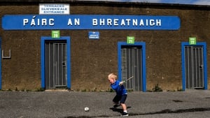 Tadhg Sauvage, age 3, outside Walsh Park where Waterford and Tipperary should have meet in the Munster Hurling Senior Championship