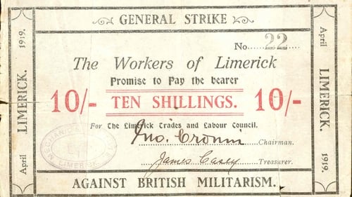 An example of the currency issued by the strike committee of the so-called Limerick Soviet in 1919