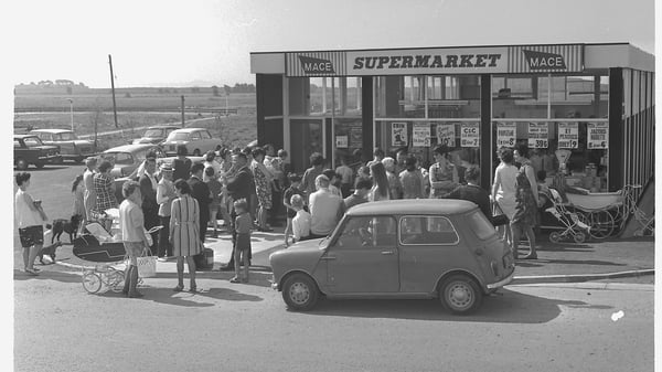 A queue for the new supermarket in Shannon. Photo: Shannon Group archives