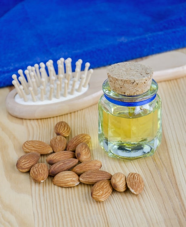 Small bottle of almond oil