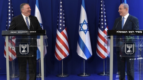 Mike Pompeo (left) holds a joint press conference with Israeli Prime Minister Benjamin Netanyahu