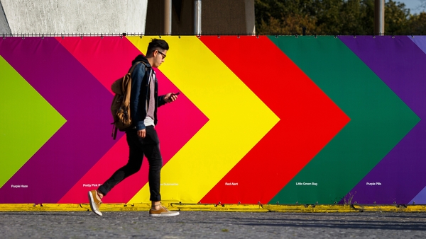 Construction site hoarding in Amsterdam, 2014, designed by The Stone Twins