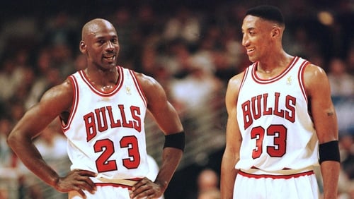 Widespread demand to watch the exploits of Michael Jordan and Scottie Pippen in The Last Dance is one of the reasons why your internet speeds are slowing down. Photo: Vincent LaForest/AFP