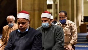 Worshippers at a mosque in Cairo, Egypt - the country worst hit by virus deaths in Africa