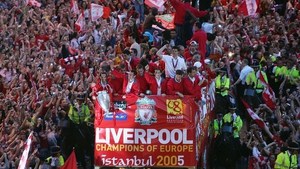 The European champions on an open-top bus through Liverpool on the day after the final
