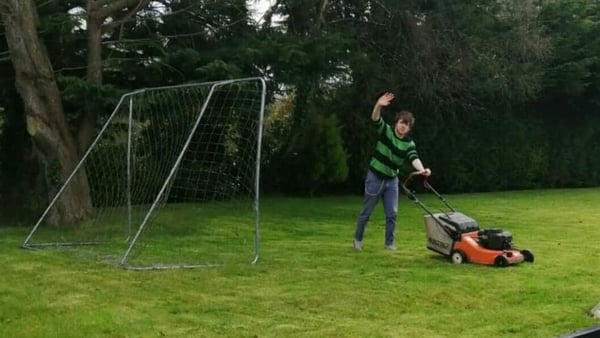 Pull the right cord: Junior Brother mows the lawn at home in Kilcummin, Co. Kerry