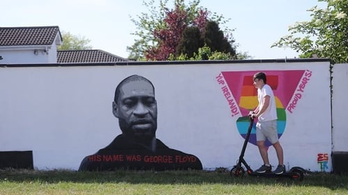 A mural of George Floyd in Dublin, painted by street artist Emmalene Blake. Image: Niall Carson/PA Images