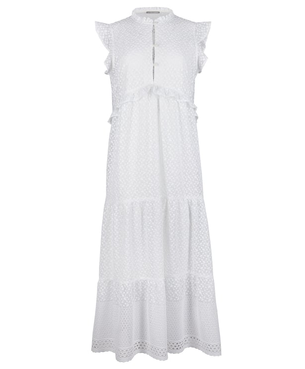 Oliver Bonas Broderie Sleeveless White Midi Dress