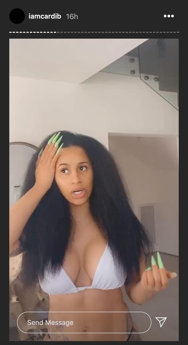 Cardi B Shows Off Her Natural Hair On Instagram