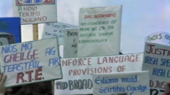 TV Licence Protest (1985) demanding more Irish language on RTÉ