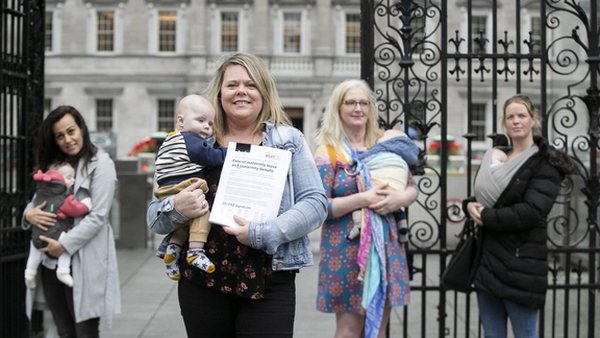 Pictured outside Leinster House (L-R) Andrea Simic with Nika, Tara MacDarby with Callum, Paula Solan with Quinn and Amy McGivney with Ki