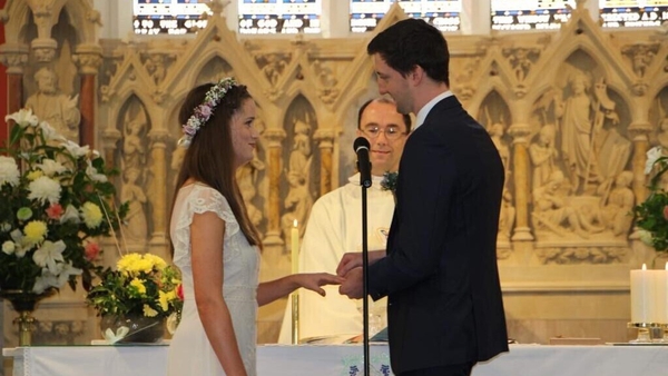 Fr John Bracken married Sarah O'Carroll and Mark Colton on 23 April 2020