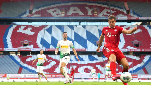 Leon Goretzka scores the match winner for Bayern Munich