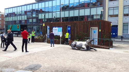 The new temporary public toilet on Dublin's Wolfe Tone Square. Photo: Dublin City Council North City Centre @DCCnorthcity