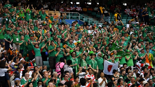 Ireland fans during their pool defeat to hosts Japan