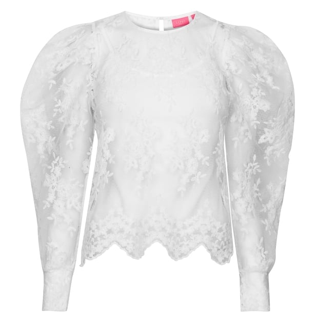 Abbey Clancy x Lipsy Lace Puff Sleeve Blouse
