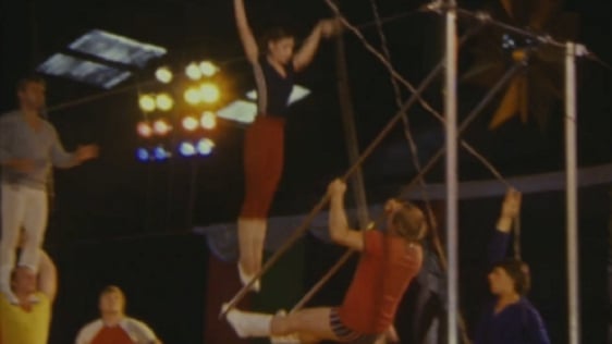 Moscow State Circus acrobats rehearsing, RDS (1985)