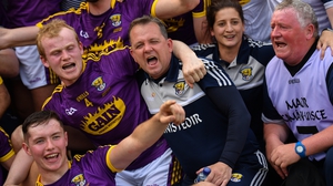 Davy Fitzgerald celebrates with his team following their Leinster SHC success